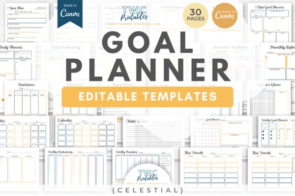 Celestial Ambitions: Mastering Goal Achievement with Canva Templates