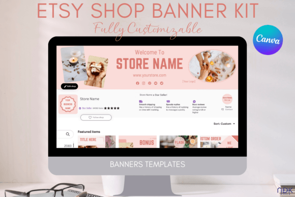Elevate Your Etsy Shop with Pink Boho Banner Kit Templates