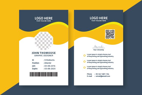 Professional Identity Solutions with Templates Black and Yellow Id Card